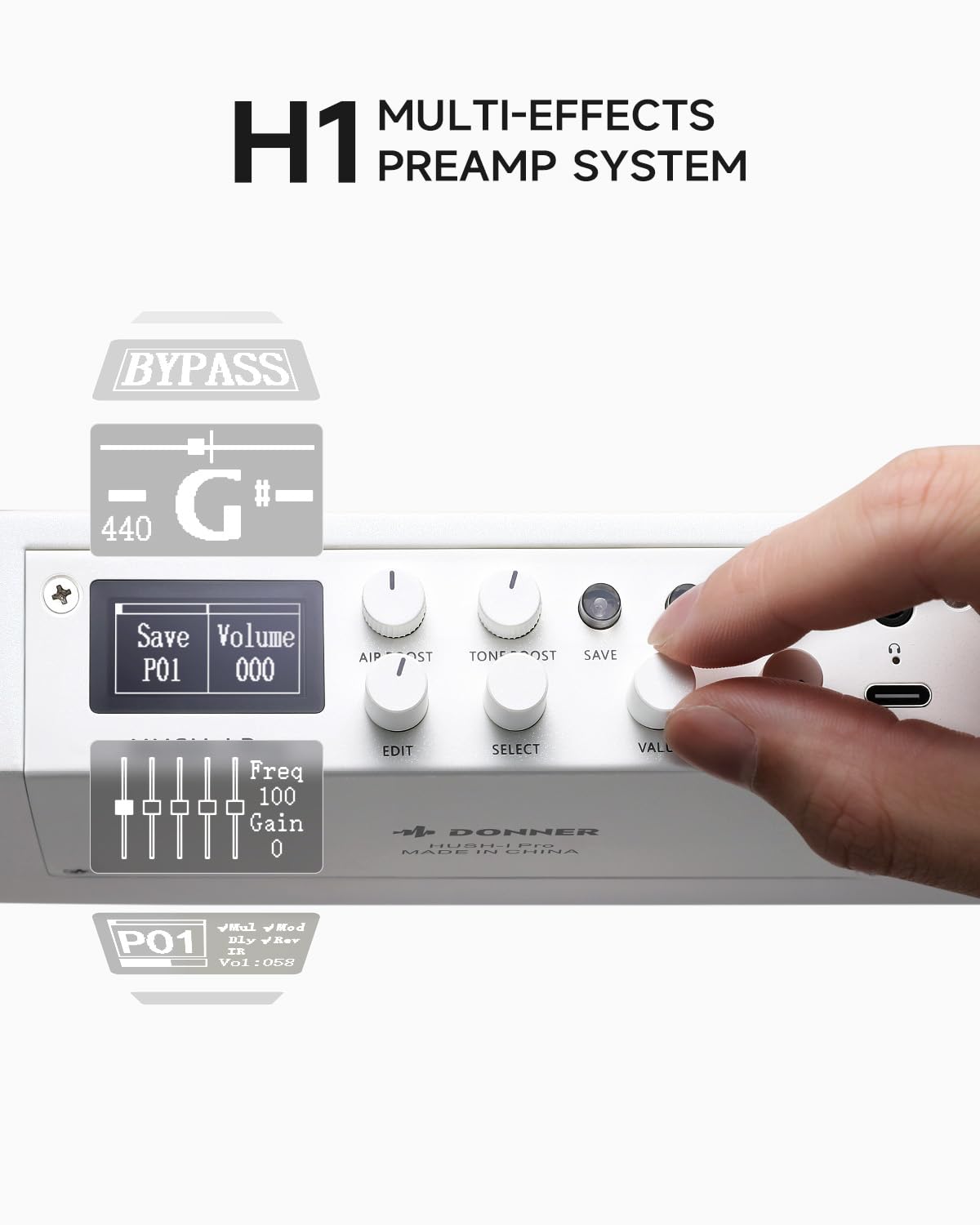 Donner Acoustic Electric Guitar HUSH I PRO Travel Guitar with Multiple Effect Modes Smart Guitarra Kit of Earphone, Gig Bag, Str